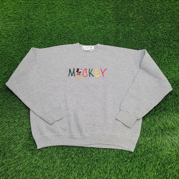 Disney Other - Vintage Disney Mickey-Mouse Sweatshirt XL-Short 25x24 Spellout Embroidered USA